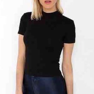 American Apparel ponte cropped mock neck top